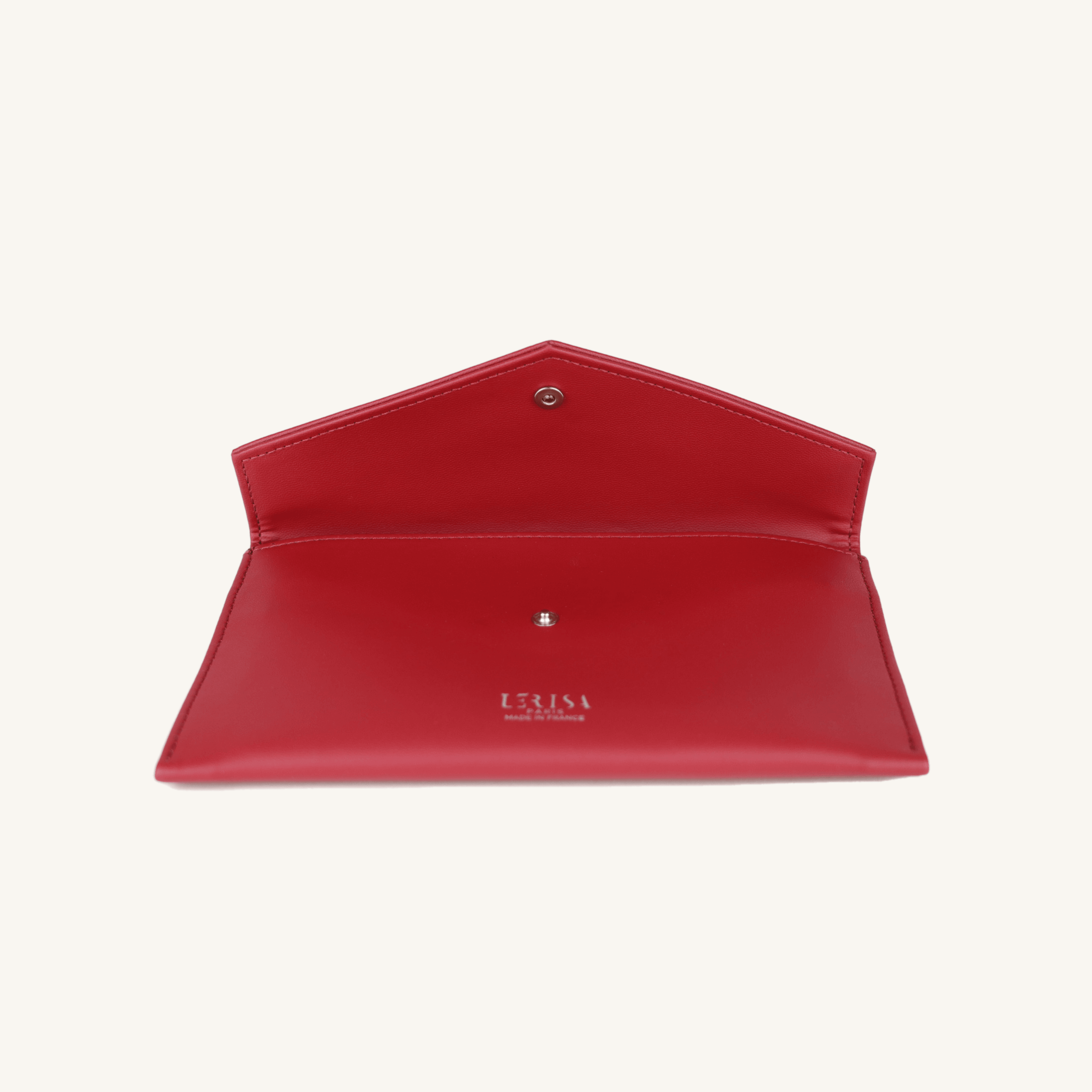 Pochette Lérisa - Rouge rubis - Pochette vegan - Made in France - Cuir de raisin - Maroquinerie vegan - Fabriqué en France