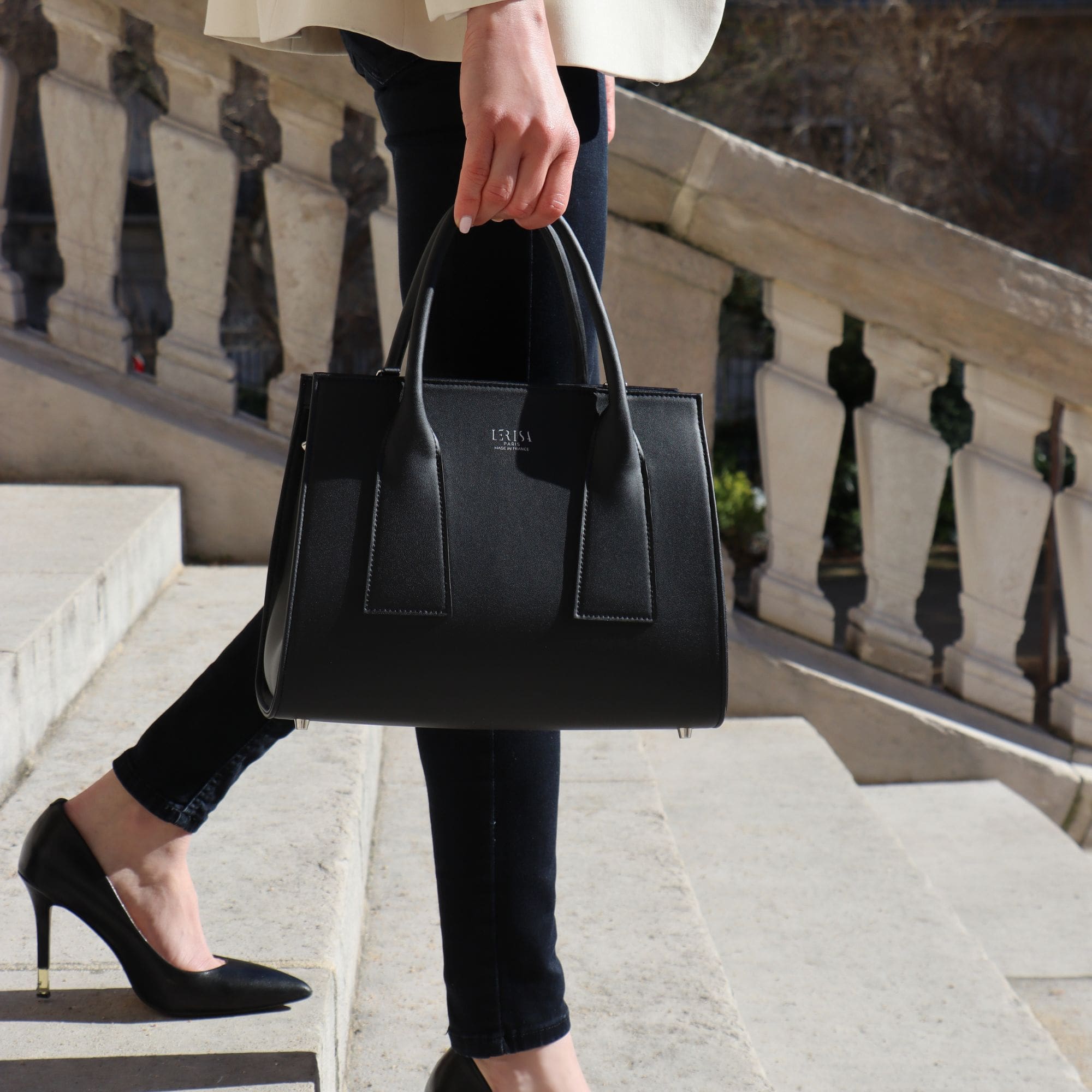 Le Mia - Sac à couches en cuir vegan noir